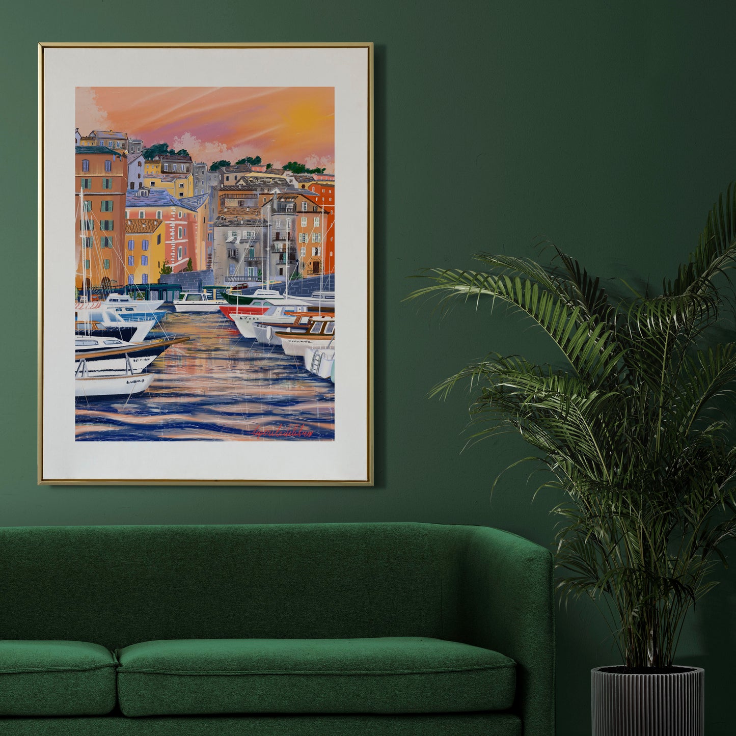 Bastia Corsica Art Print: Old Port Illustration