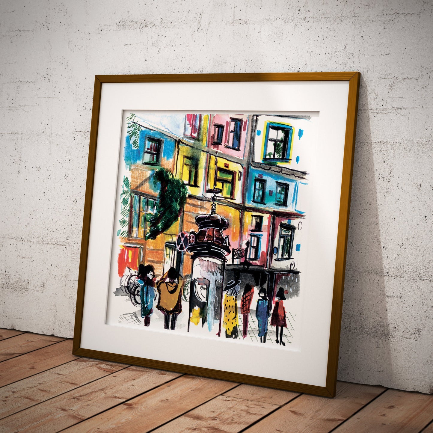 Hundertwasserhaus Vienna Print: Watercolor Architecture Sketch