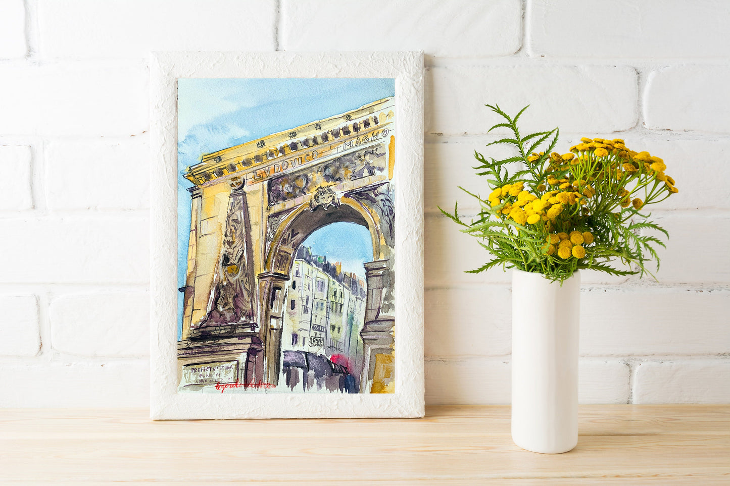 Paris Street Scene Watercolor Sketch: Porte Saint-Denis Original Art