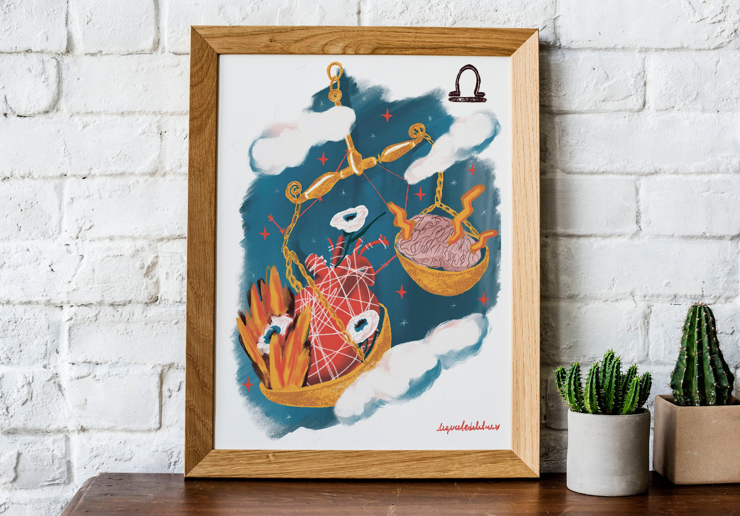 Libra Zodiac Sign Art Print: Illustrated Horoscope Poster