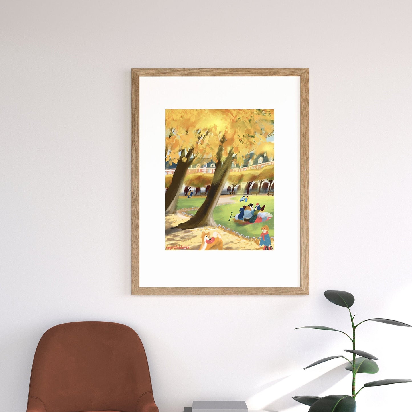 Place de Vosges Autumn Print: Parisian Park Scene