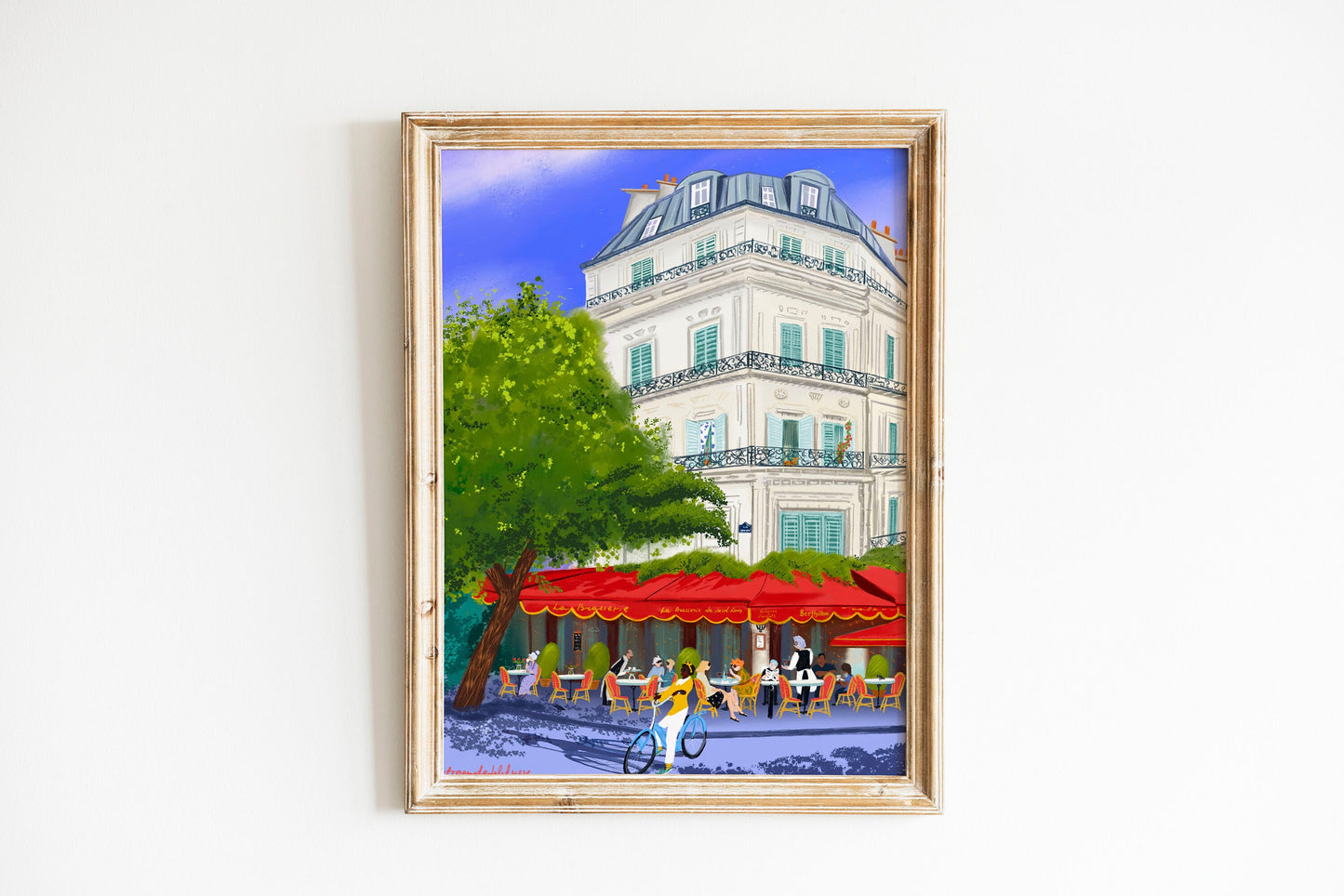 Parisian Cafe Art Print: Hot Summer Day in Paris