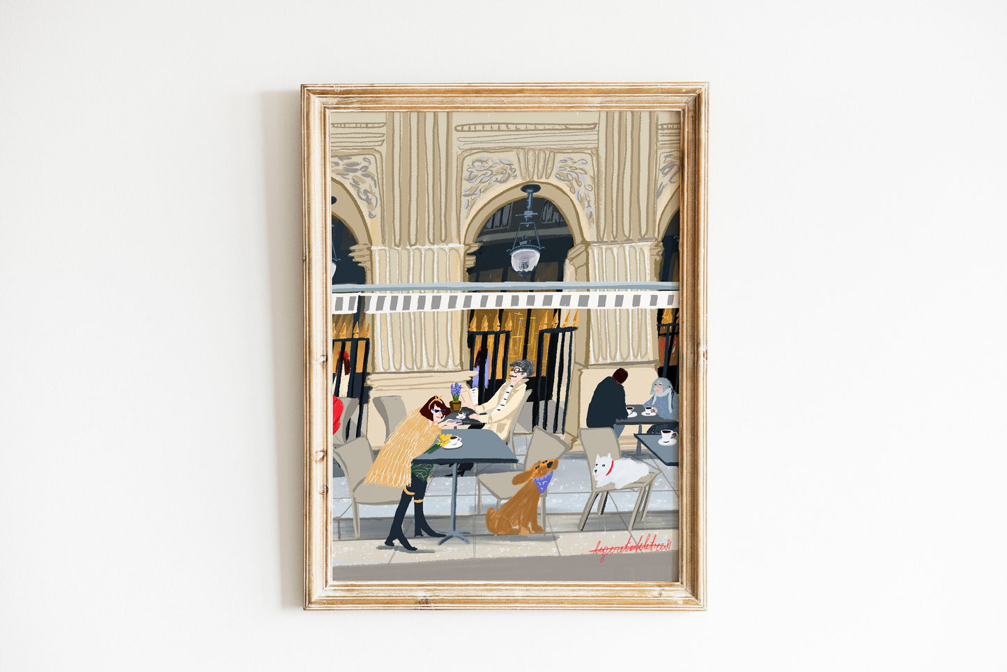 Palais Royal Paris Art Poster: Jardin Cafe Scene
