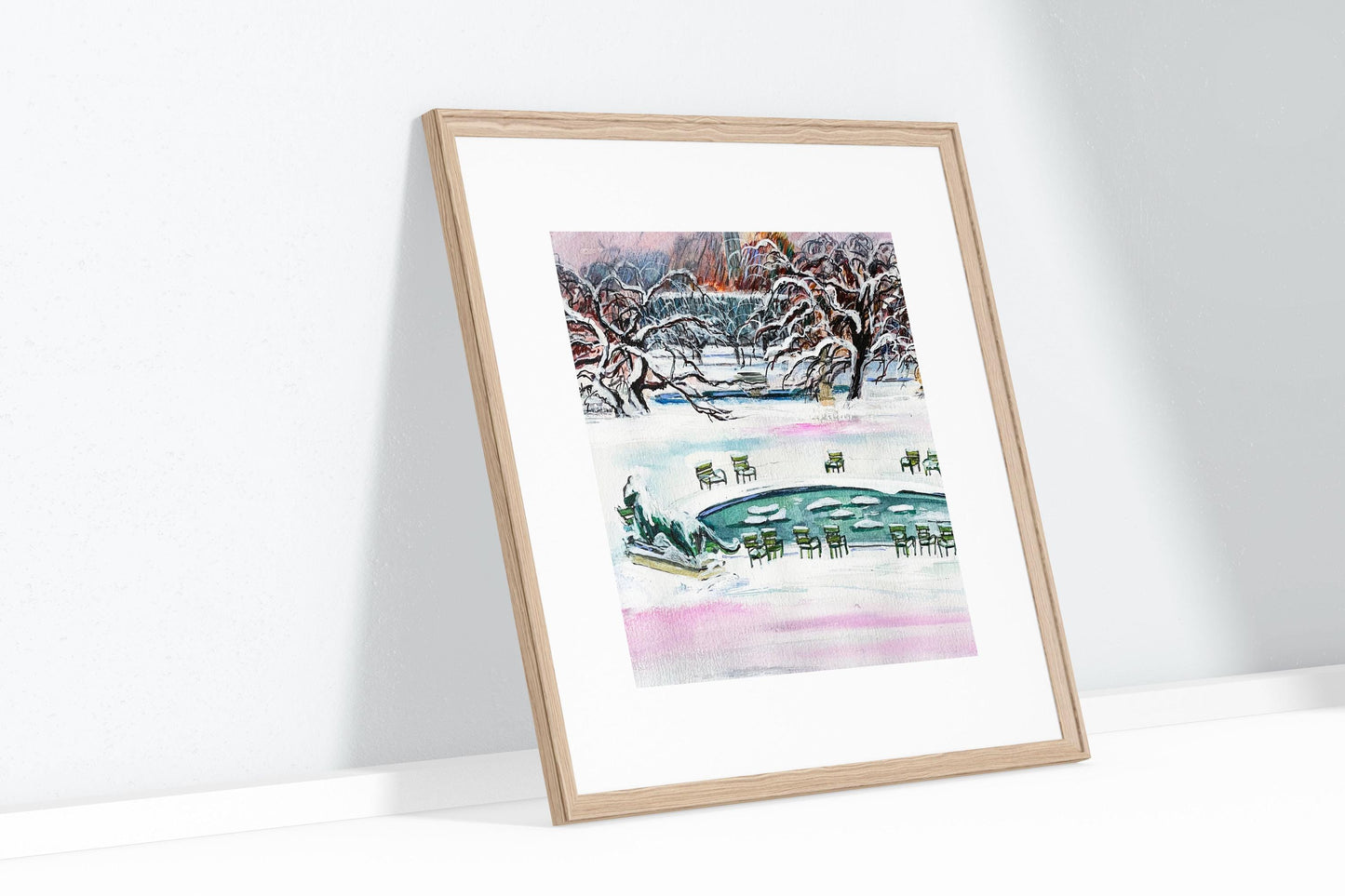 Frosty Sunset in the Tuileries Garden|Winter Paris Snow Scene| Square Paris Wall Art Print