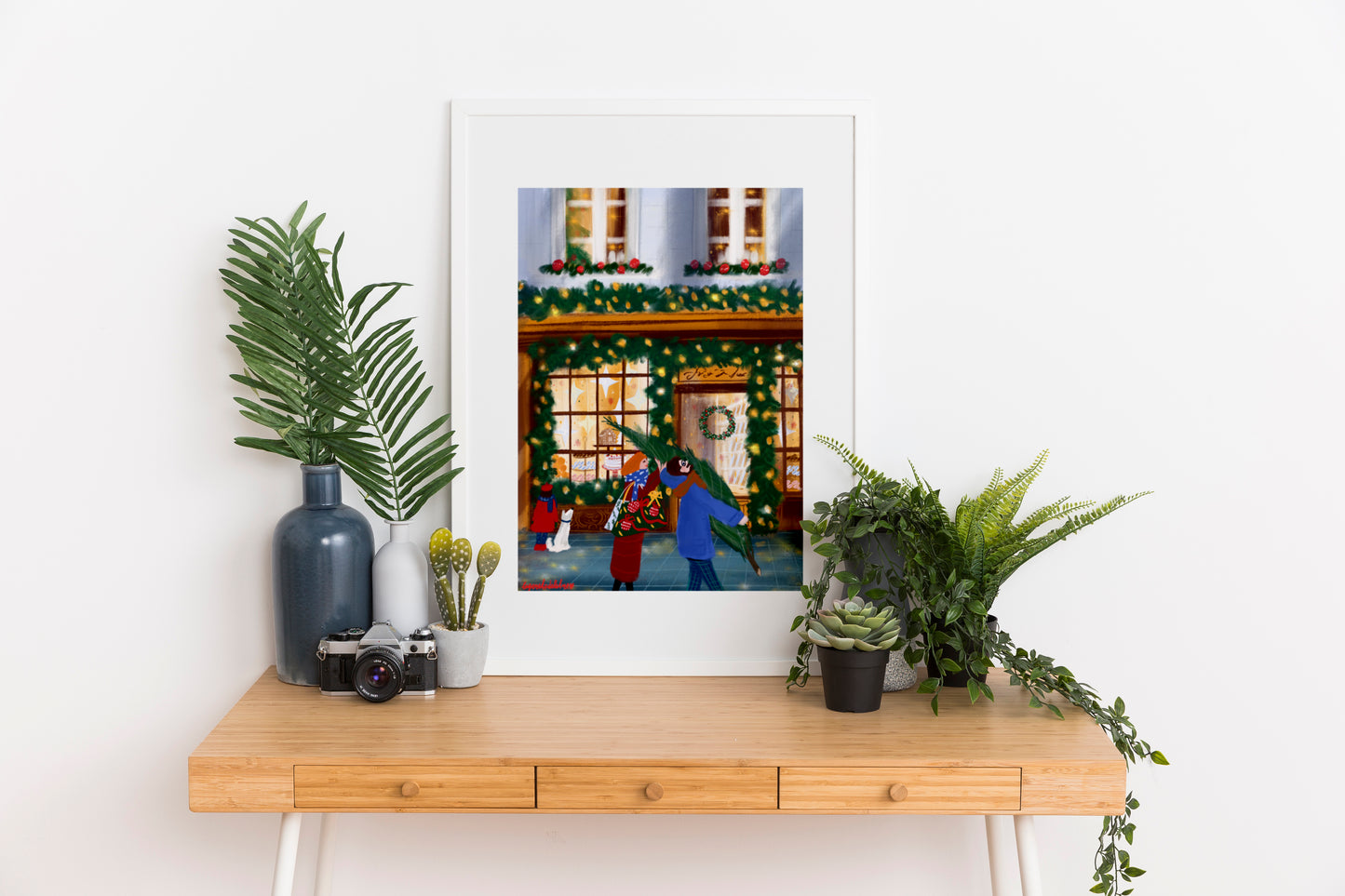 Parisian Christmas Tree Art Print: Family Holiday Decor