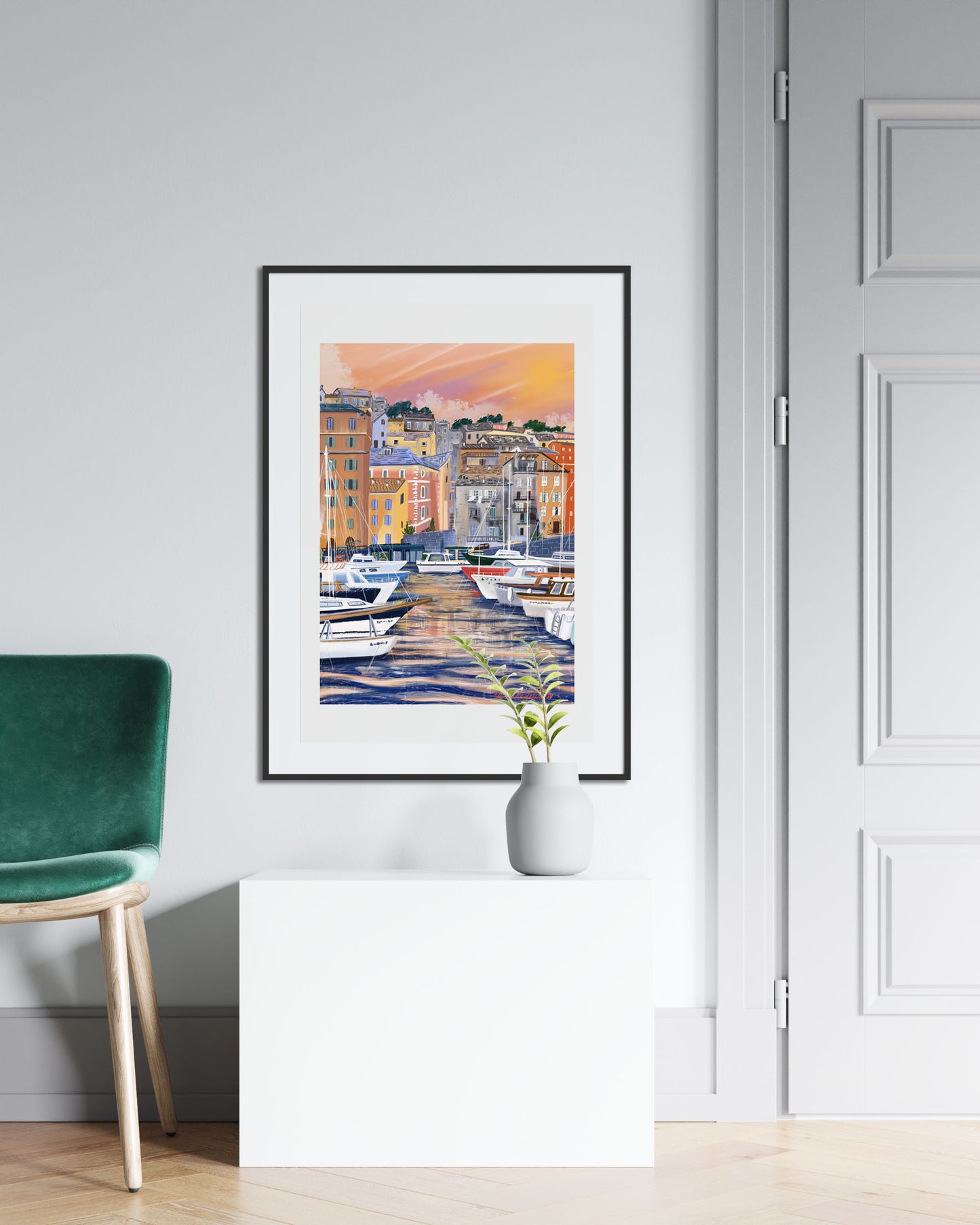 Bastia Corsica Art Print: Old Port Illustration