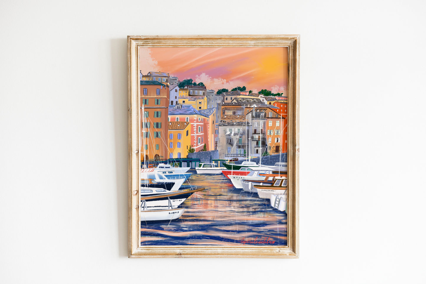 Bastia Corsica Art Print: Old Port Illustration