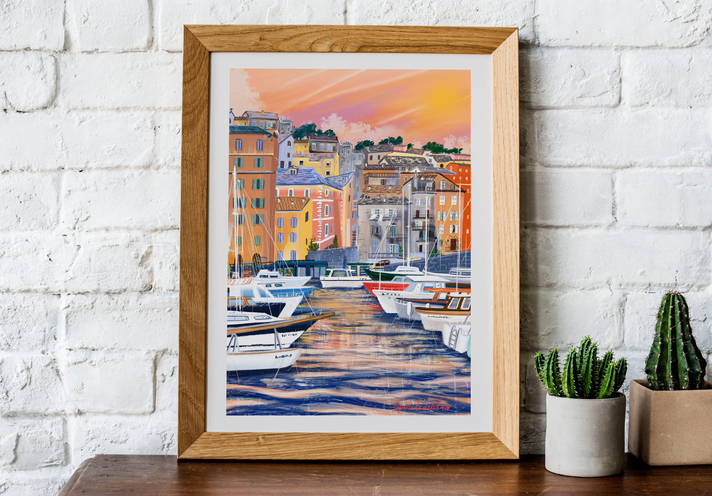 Bastia Corsica Art Print: Old Port Illustration