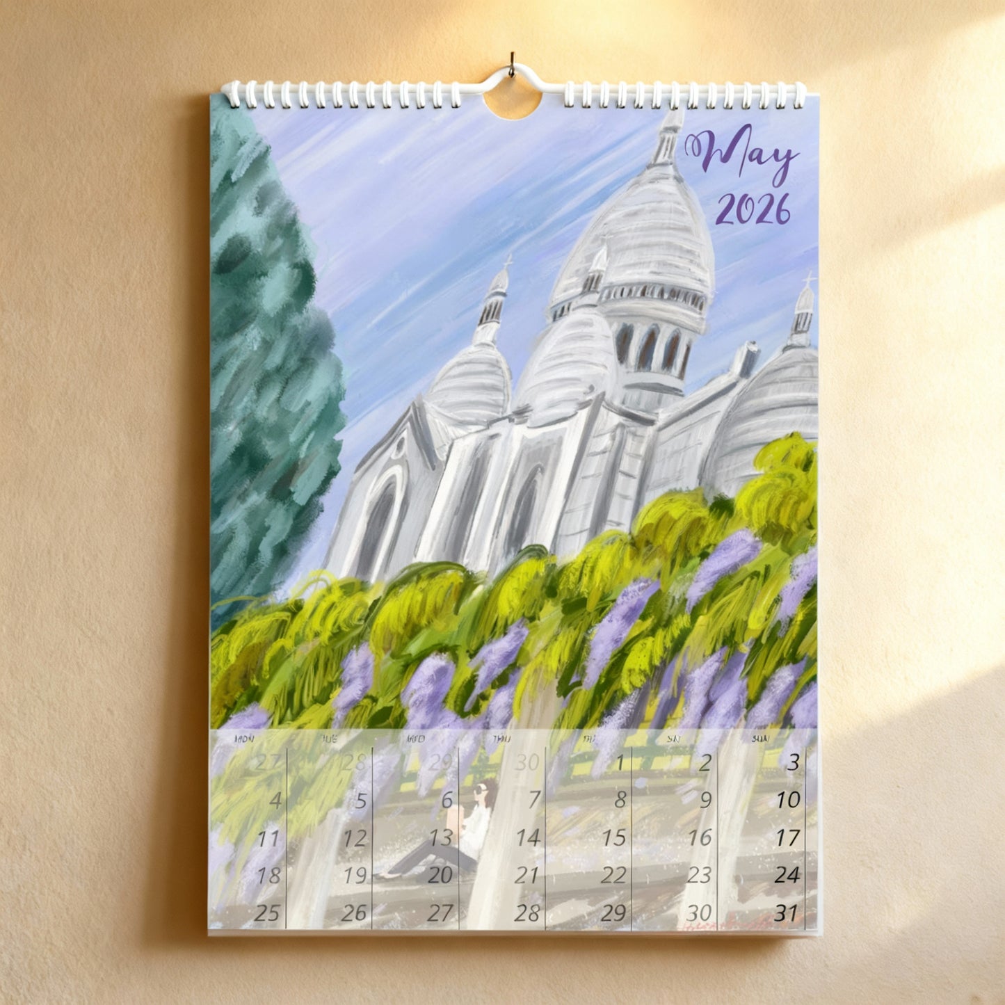2026 Paris Travel: Wall Calendar,Monthly Calendar,Stationery, Gift for Paris lover, Illustrated 12 Month Calendar, Travel Gift, Wall Decor