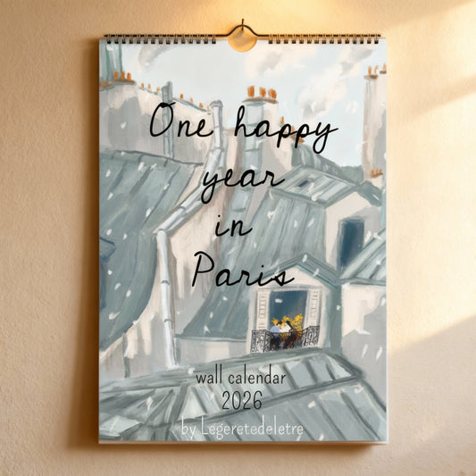 2026 Paris Travel: Wall Calendar,Monthly Calendar,Stationery, Gift for Paris lover, Illustrated 12 Month Calendar, Travel Gift, Wall Decor