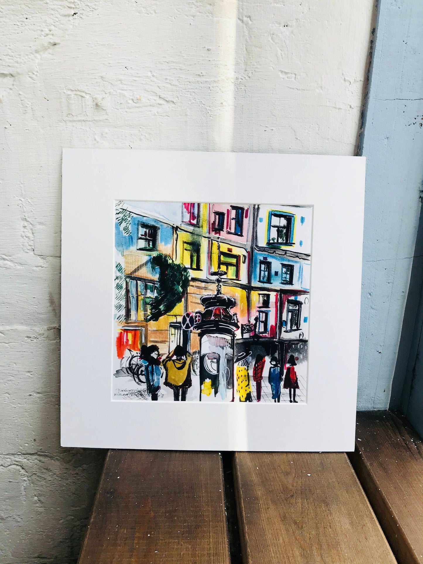 Hundertwasserhaus Vienna Print: Watercolor Architecture Sketch
