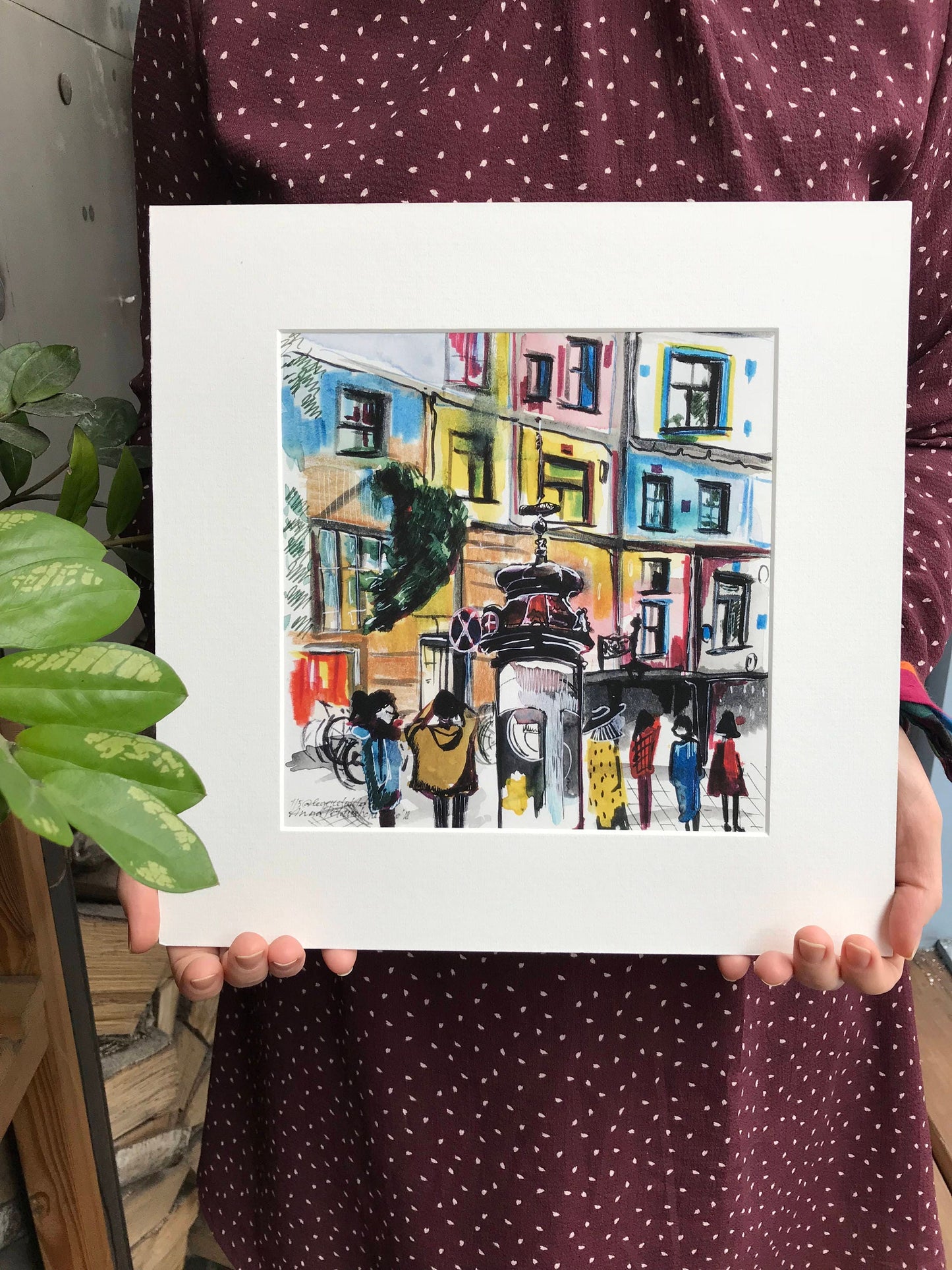 Hundertwasserhaus Vienna Print: Watercolor Architecture Sketch