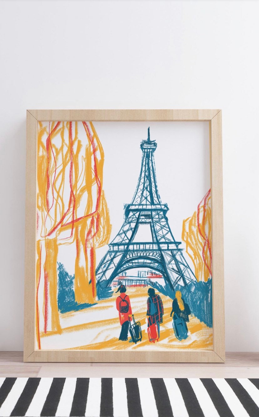 Eiffel Tower Illustration Print: Paris Wall Art