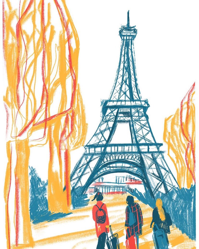 Eiffel Tower Illustration Print: Paris Wall Art