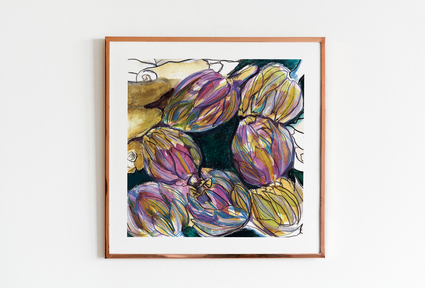 Artichoke Watercolor Sketch Print: Parisian Kitchen Wall Art