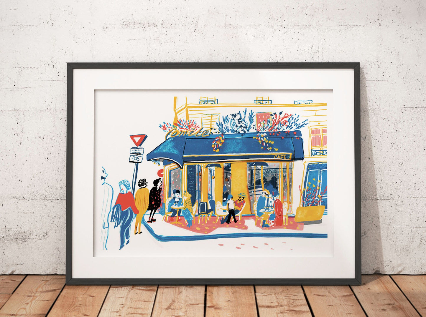 Paris Cafe Art Print: La Comète Illustration