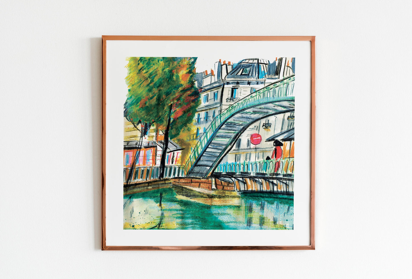 Canal Saint Martin Print: Parisian Bridge Watercolor Sketch