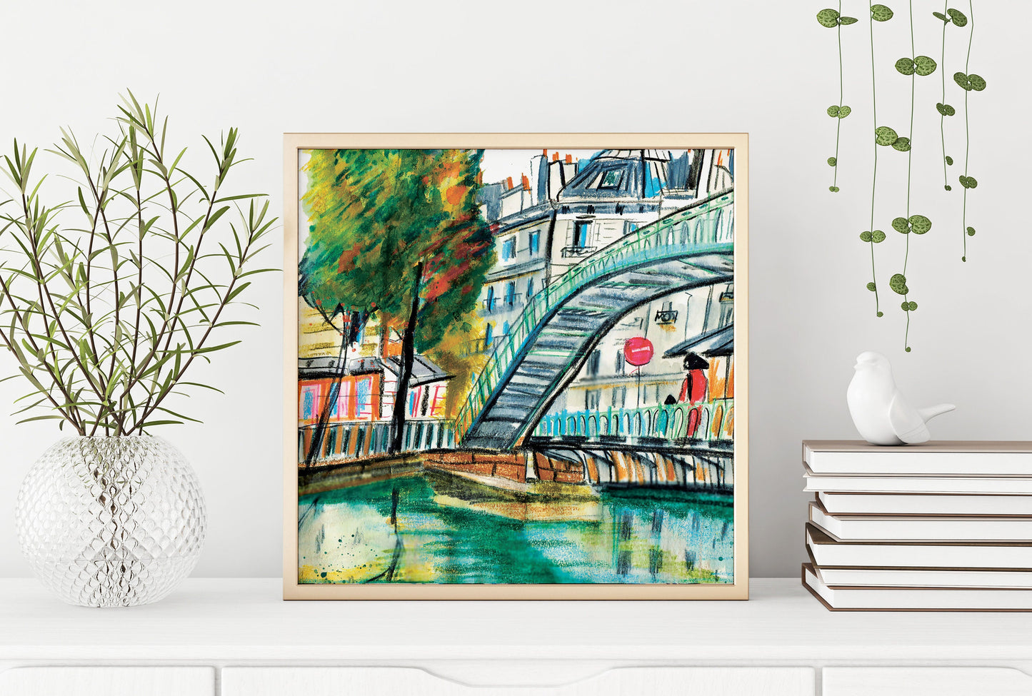 Canal Saint Martin Print: Parisian Bridge Watercolor Sketch