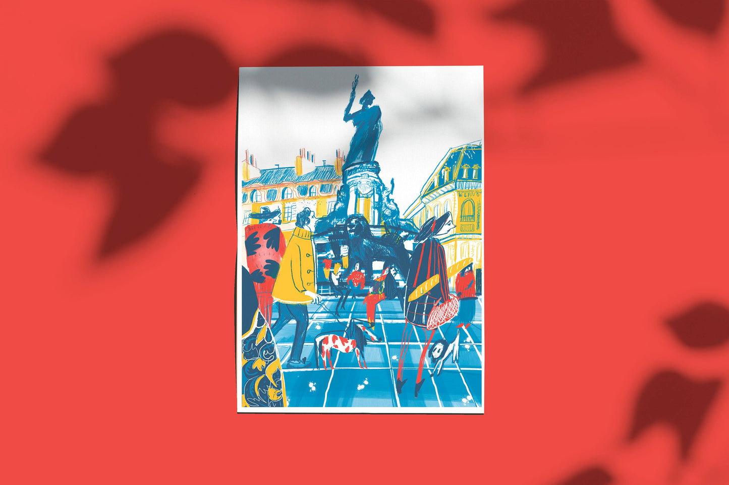 Paris Print: Place de Republique Illustrated Art Poster