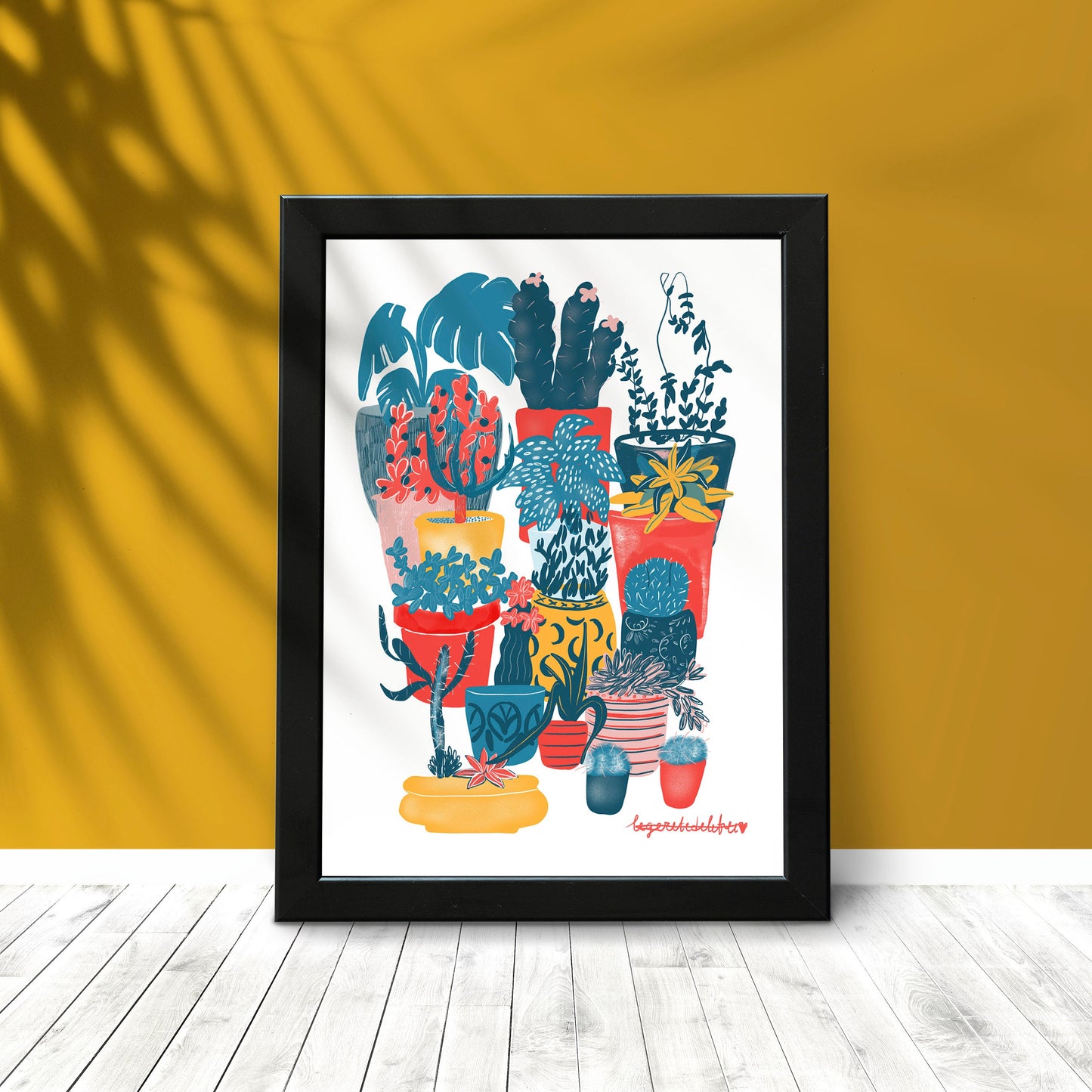 Cactus Garden Art Print: Colorful Plant Illustration