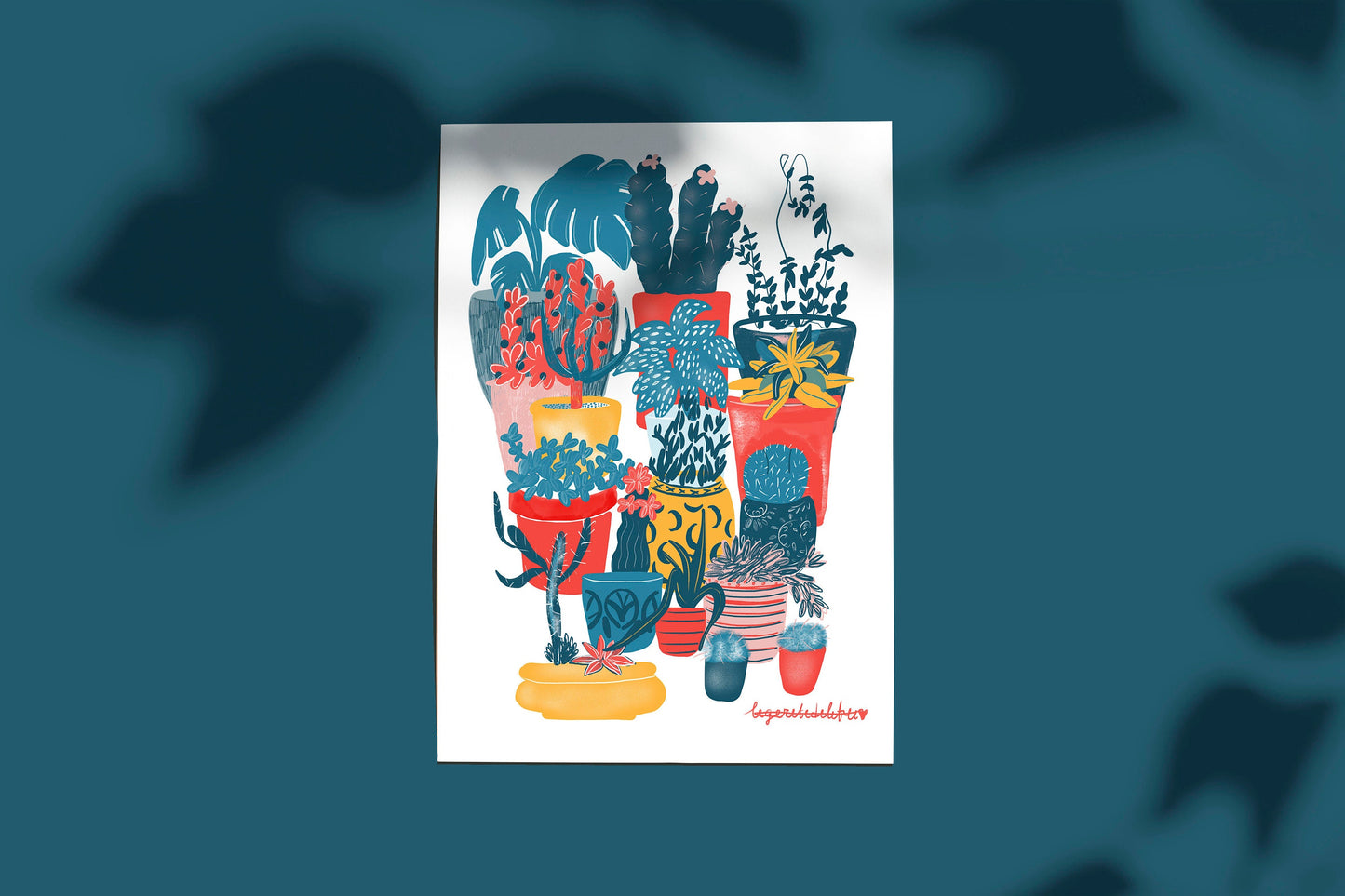 Cactus Garden Art Print: Colorful Plant Illustration