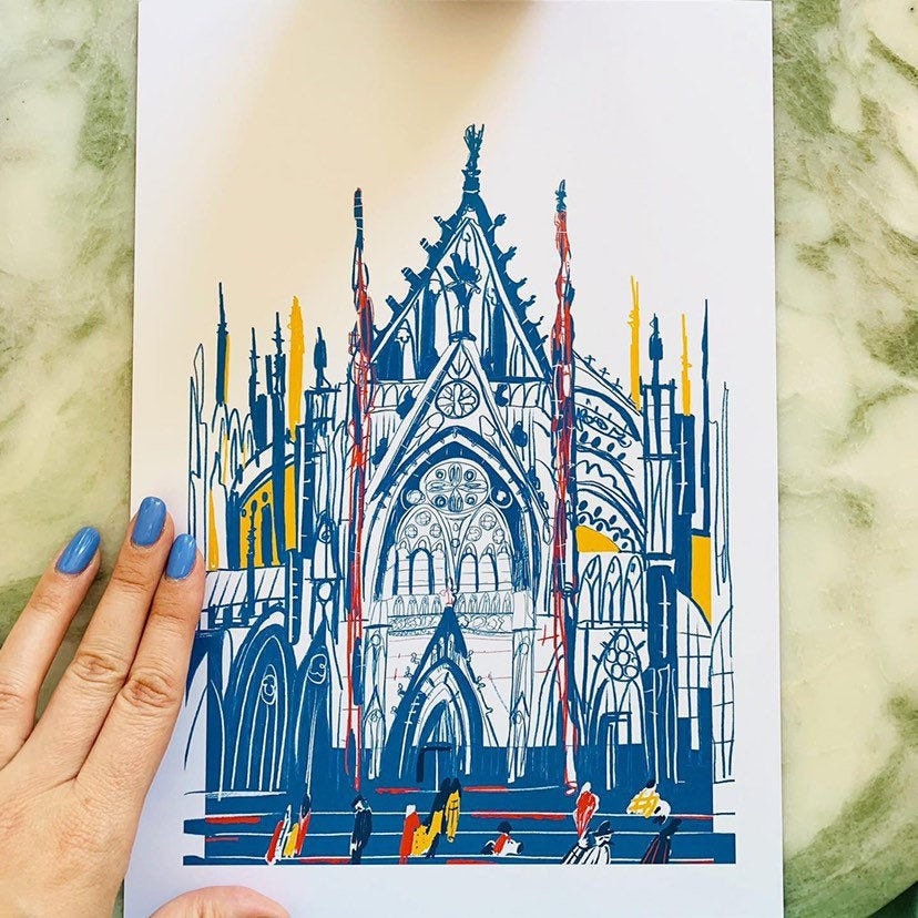 Cologne Cathedral Art Print: Germany Koln Dom Illustrated Poster