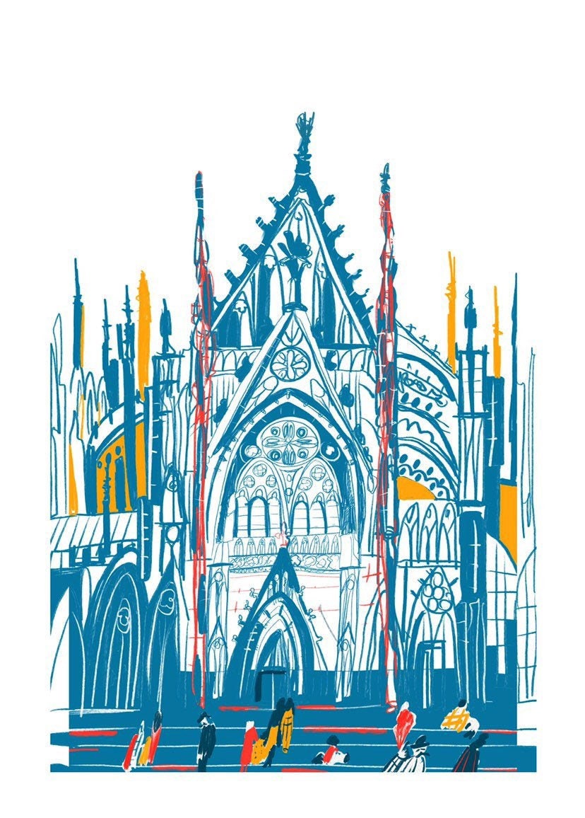Cologne Cathedral Art Print: Germany Koln Dom Illustrated Poster