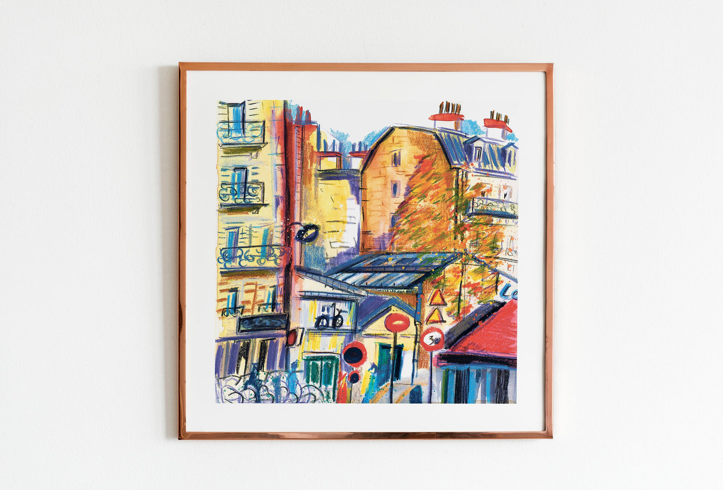 Paris Fall Watercolor Sketch Print: Urban Cityscape Wall Art