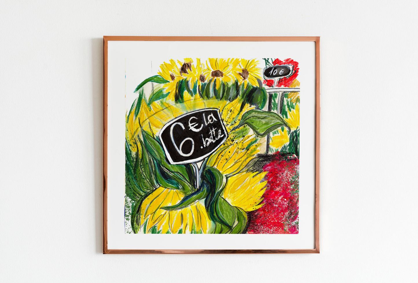 Sunflower Watercolor Sketch Print: Parisian Floral Wall Art