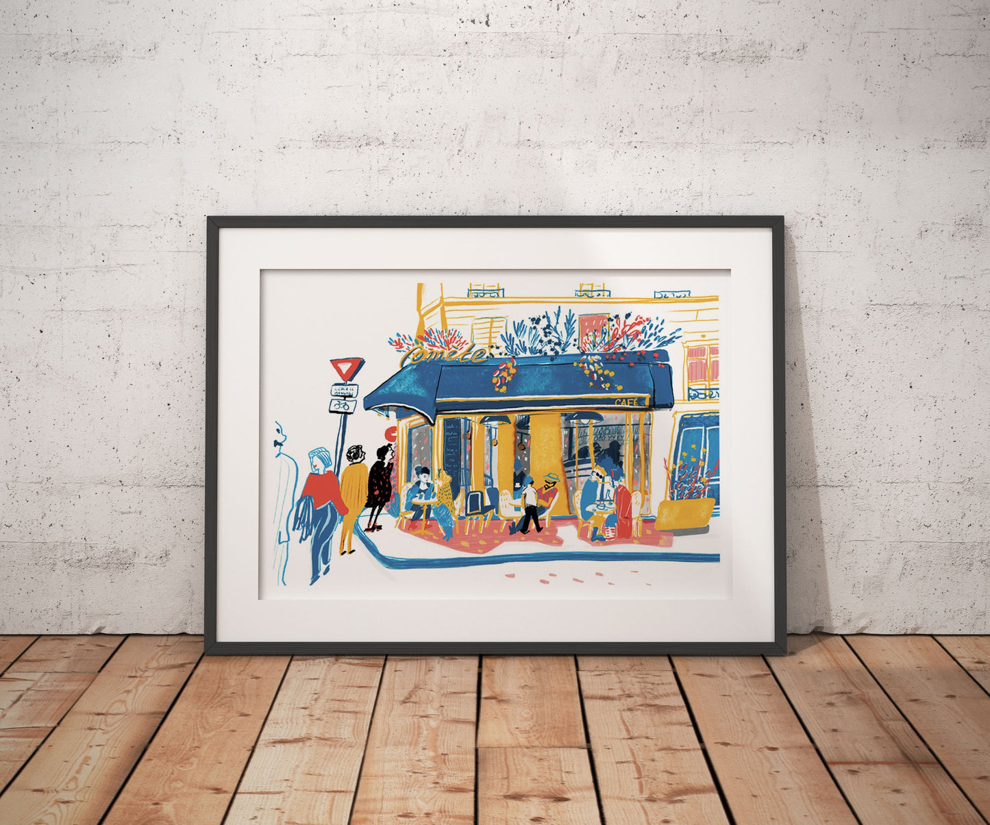Paris Cafe Art Print: La Comète Illustration