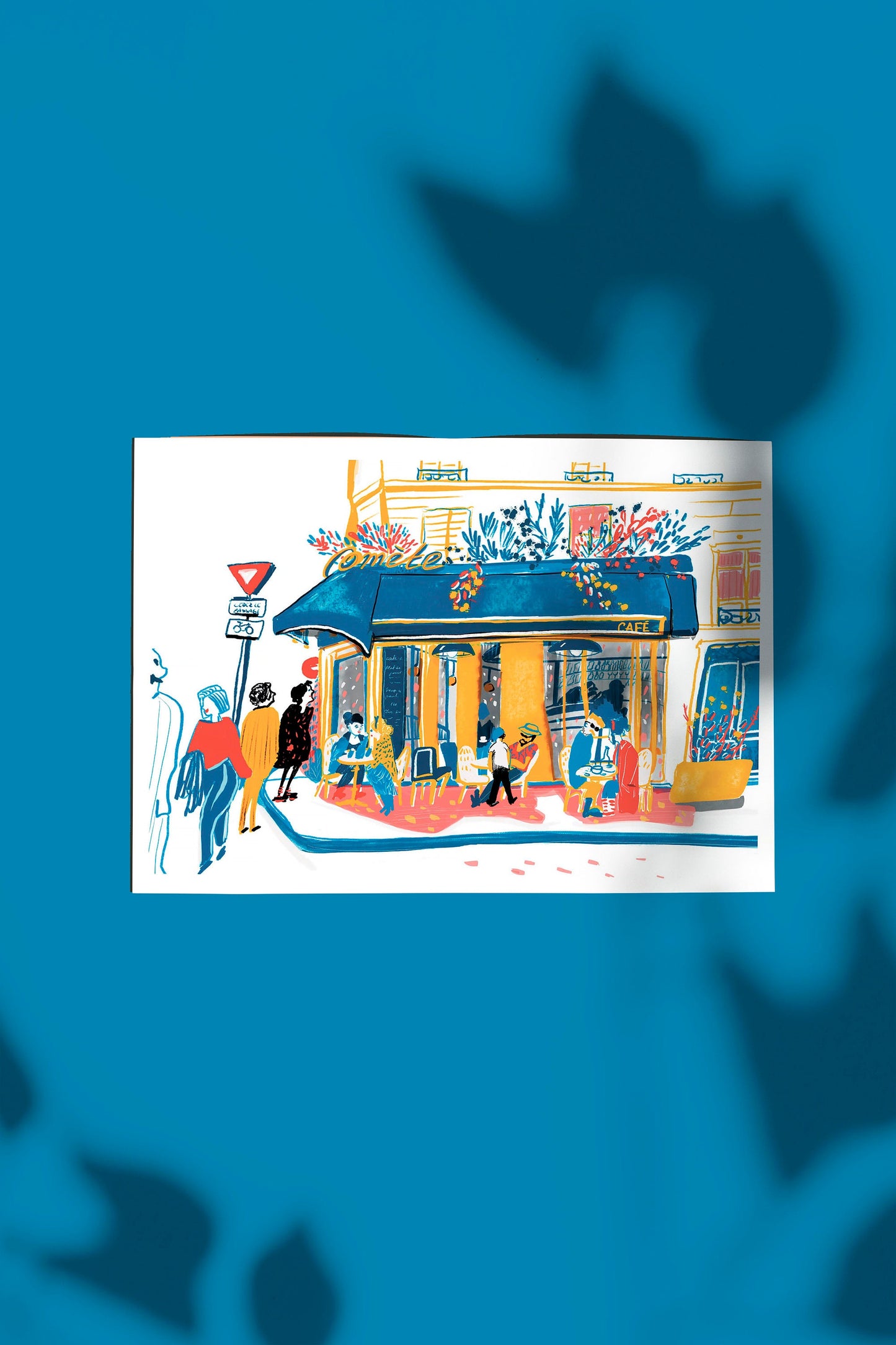 Paris Cafe Art Print: La Comète Illustration