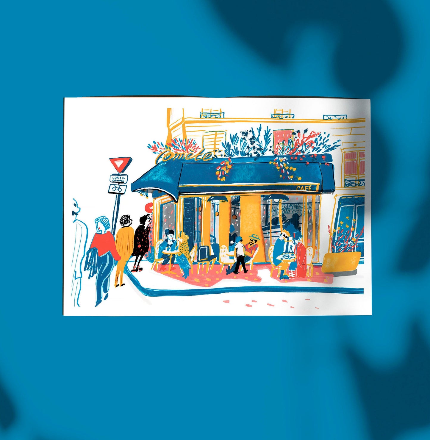 Paris Cafe Art Print: La Comète Illustration