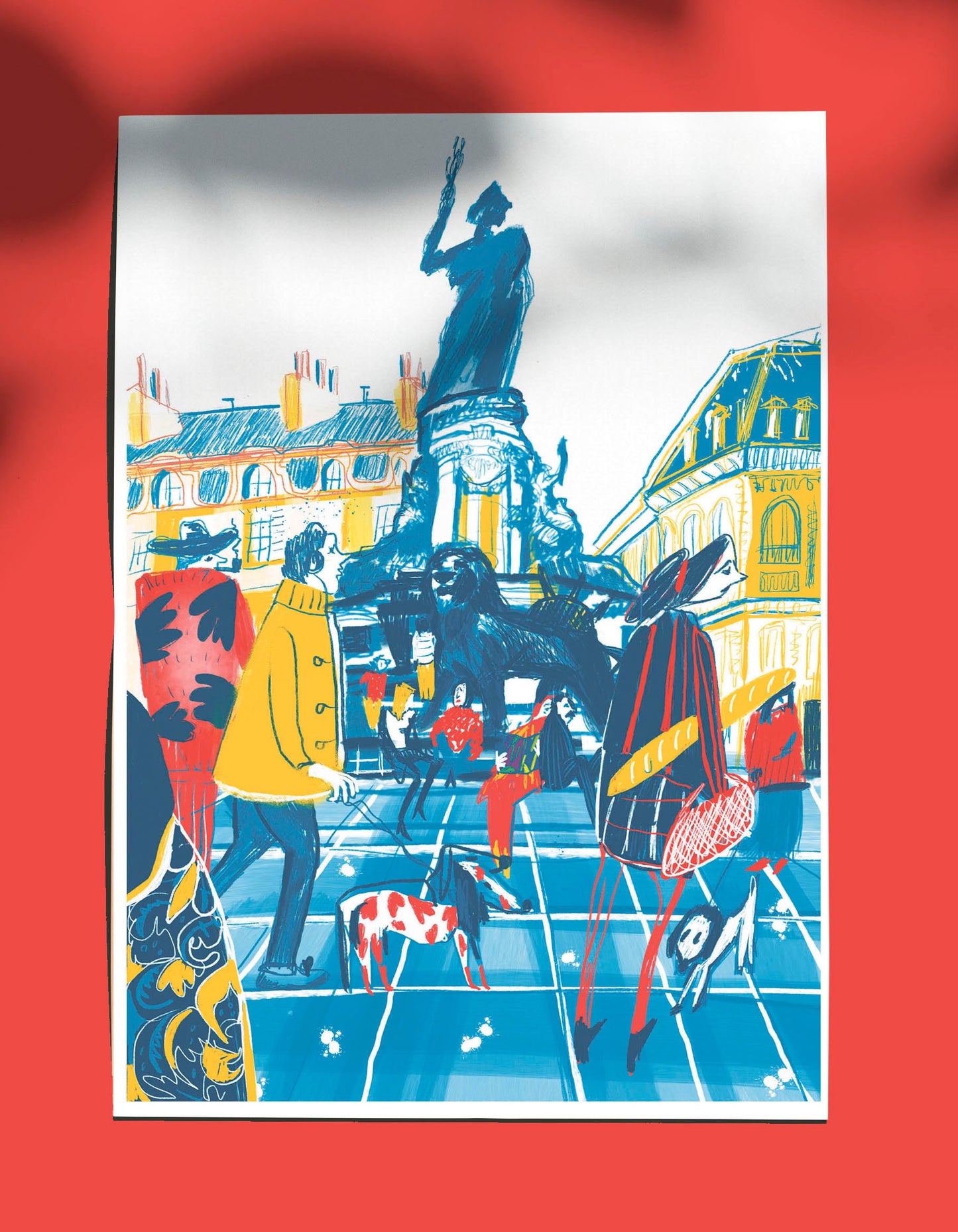 Paris Print: Place de Republique Illustrated Art Poster