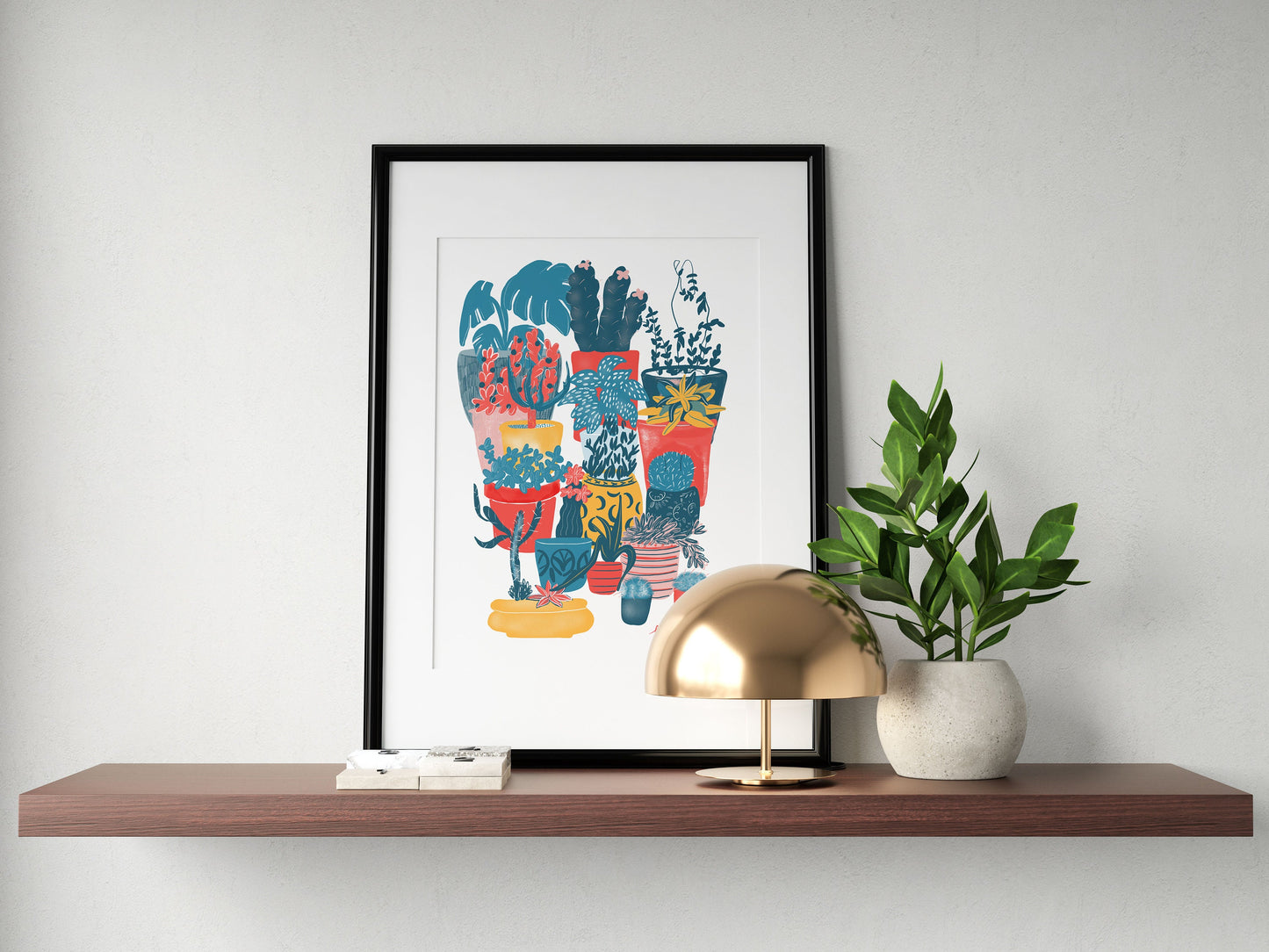 Cactus Garden Art Print: Colorful Plant Illustration