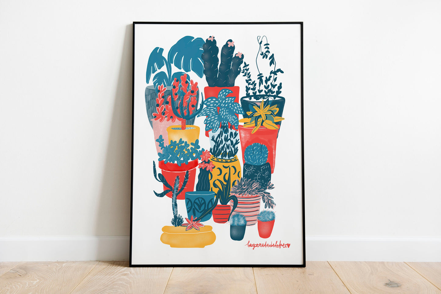 Cactus Garden Art Print: Colorful Plant Illustration