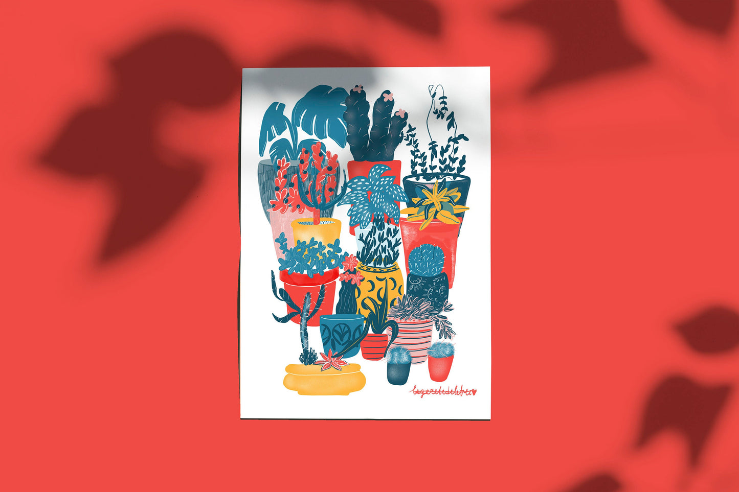 Cactus Garden Art Print: Colorful Plant Illustration