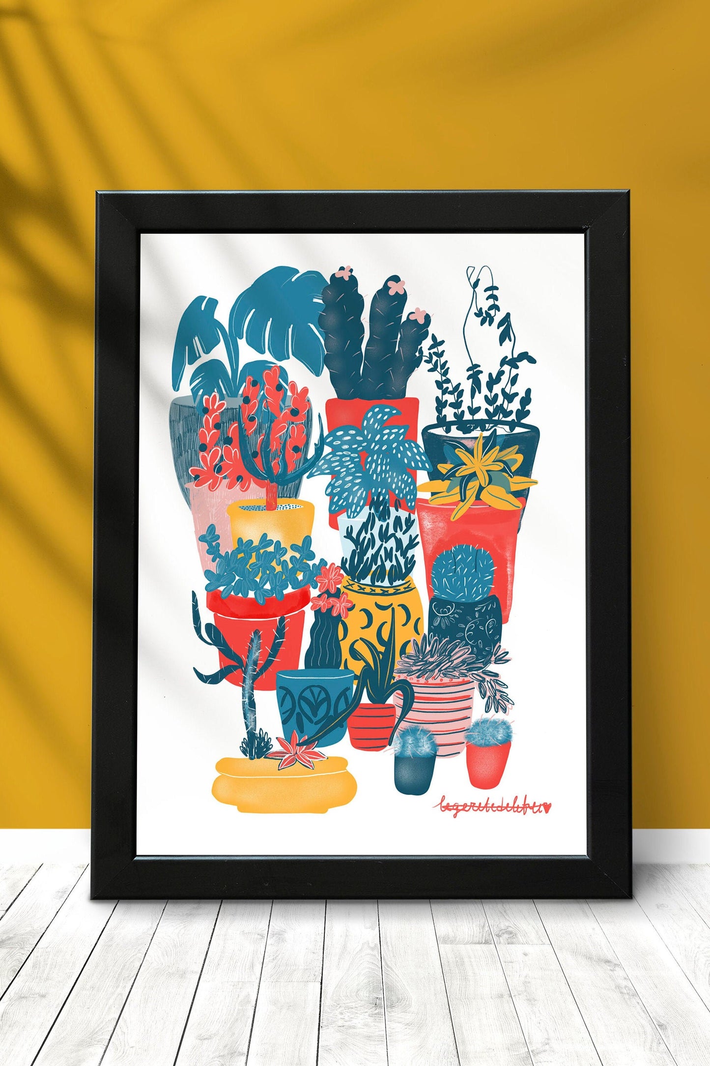 Cactus Garden Art Print: Colorful Plant Illustration