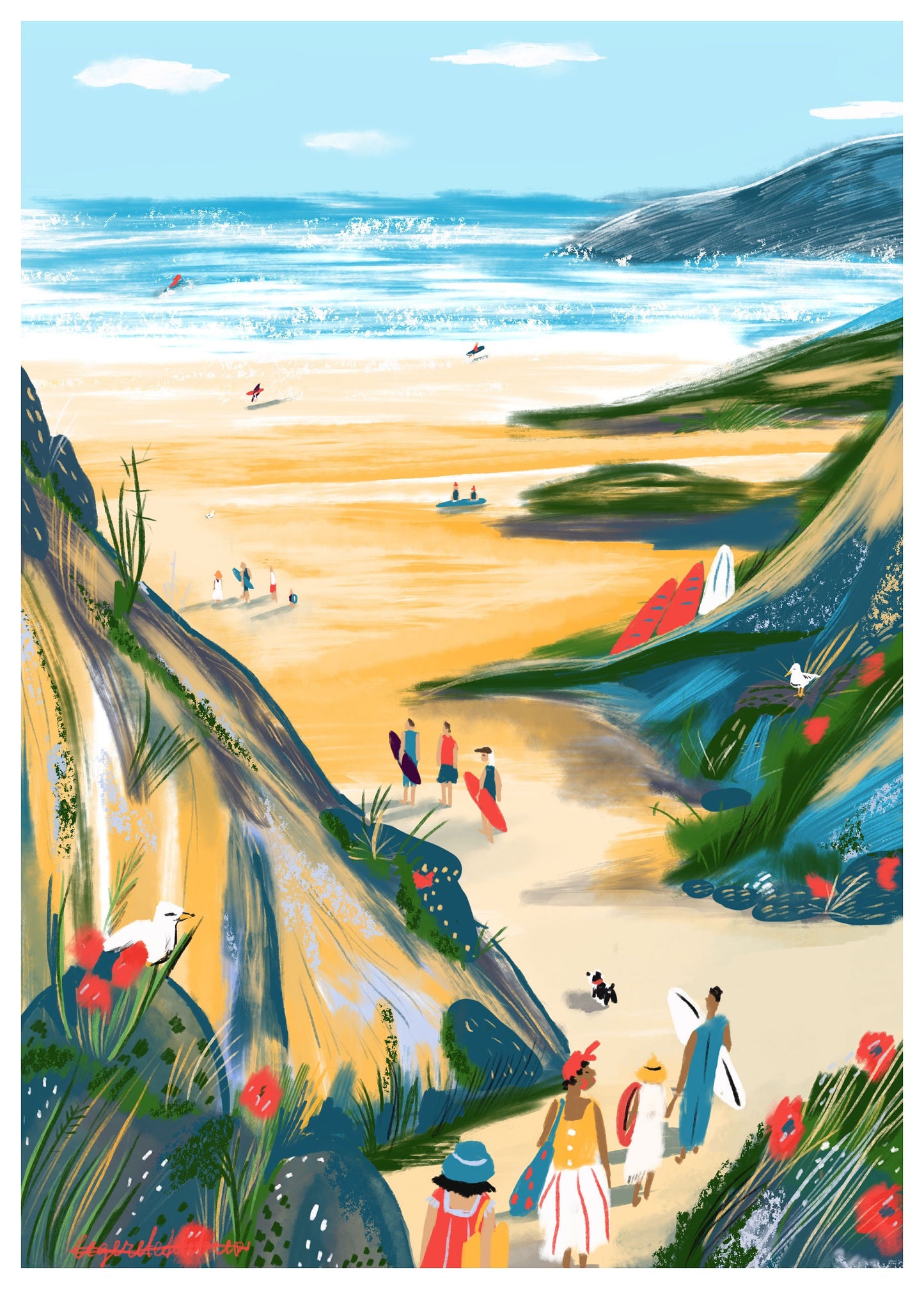 Ocean Wave Art Print: Scenic Beach Landscape Poster (A3)