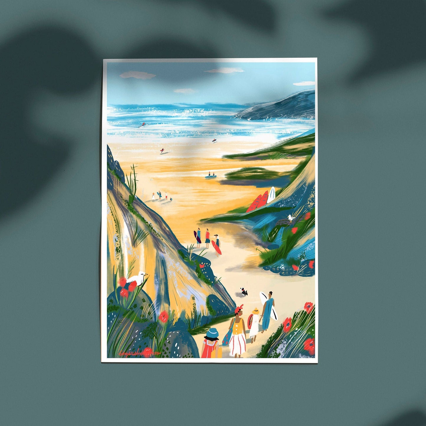 Ocean Wave Art Print: Scenic Beach Landscape Poster (A3)