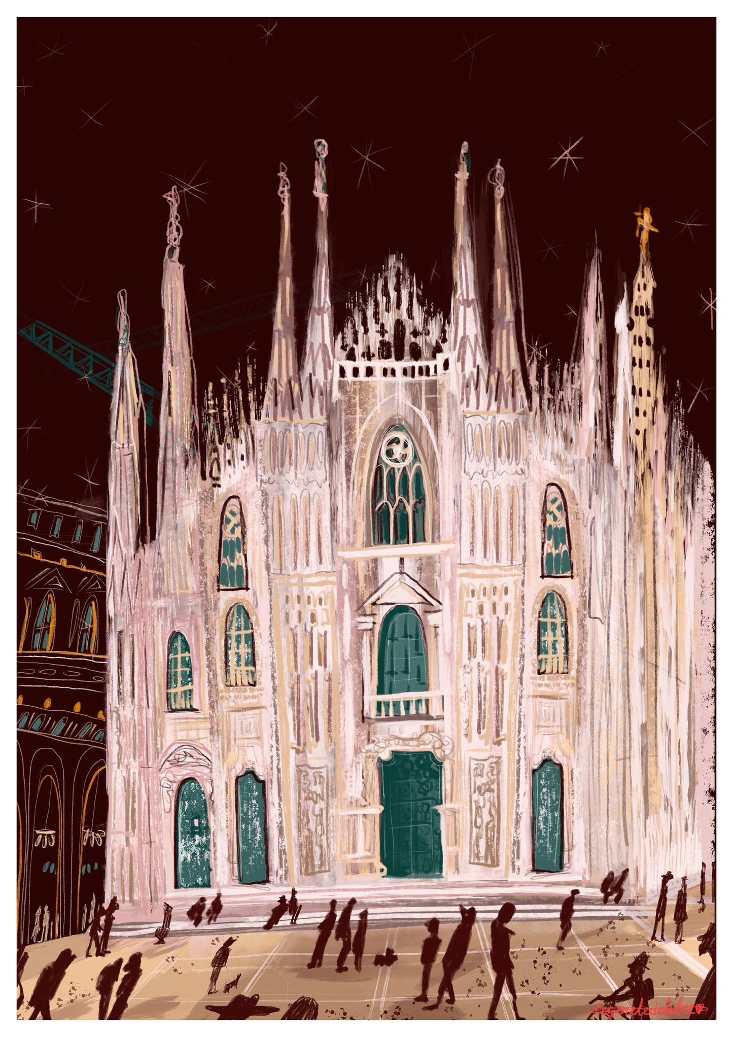 Milan Duomo Cathedral Print: Gothic Italy Travel Poster