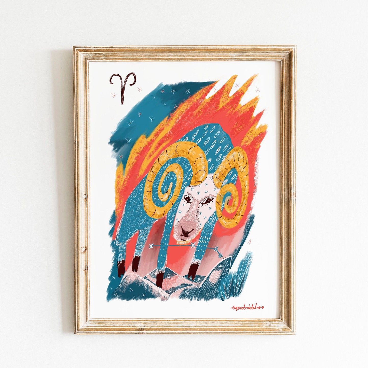 Aries Zodiac Sign Art Print: Illustrated Horoscope Poster