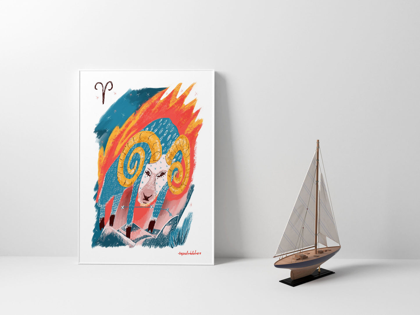 Aries Zodiac Sign Art Print: Illustrated Horoscope Poster