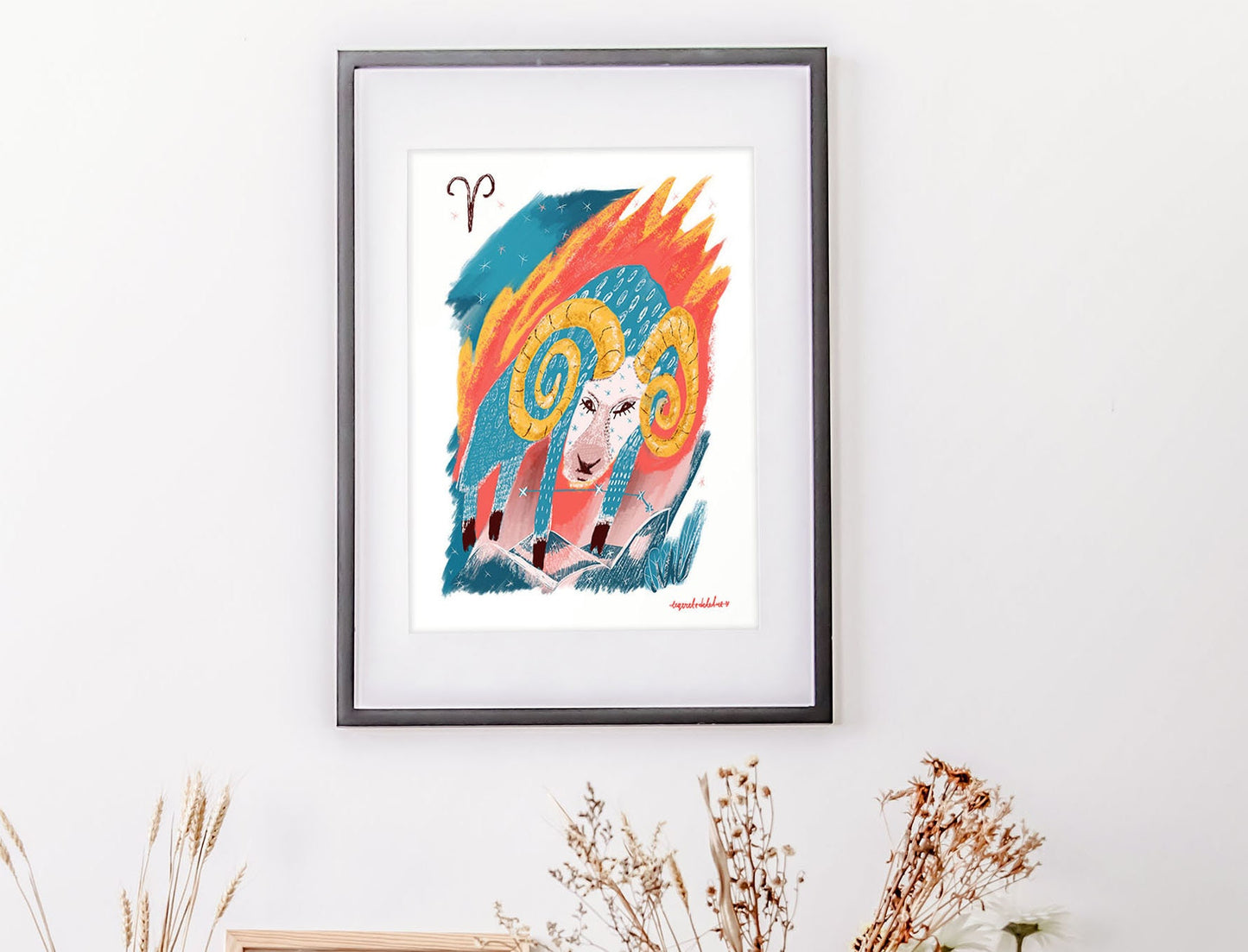 Aries Zodiac Sign Art Print: Illustrated Horoscope Poster
