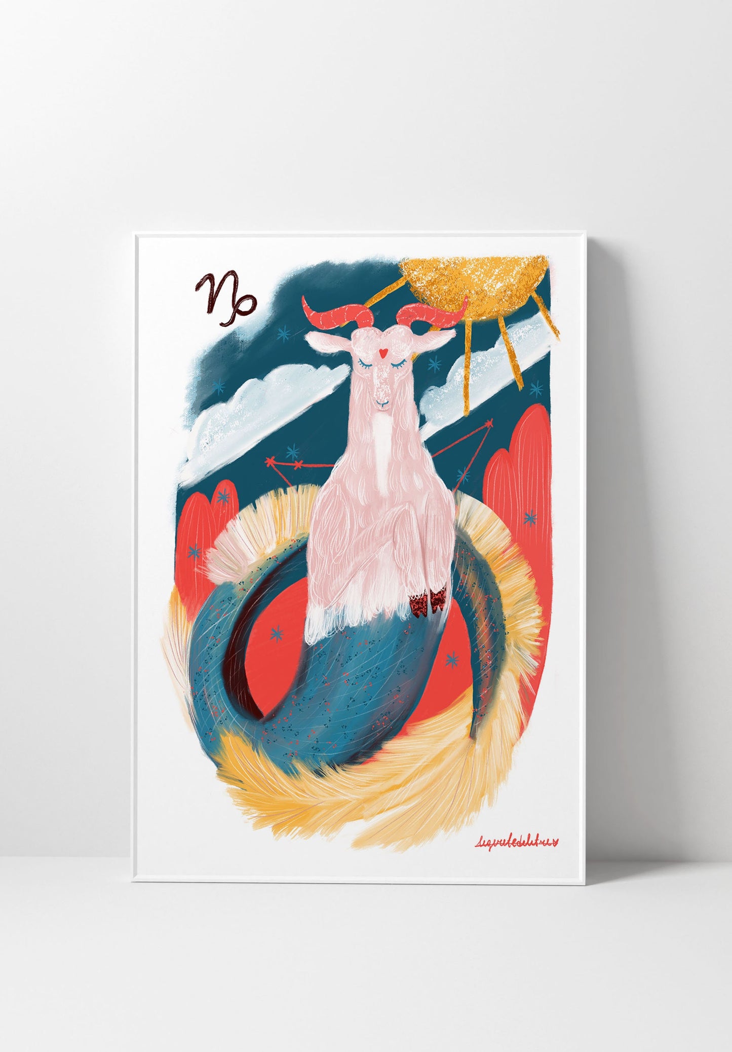 Capricorn Zodiac Sign Art Print: Illustrated Horoscope Poster