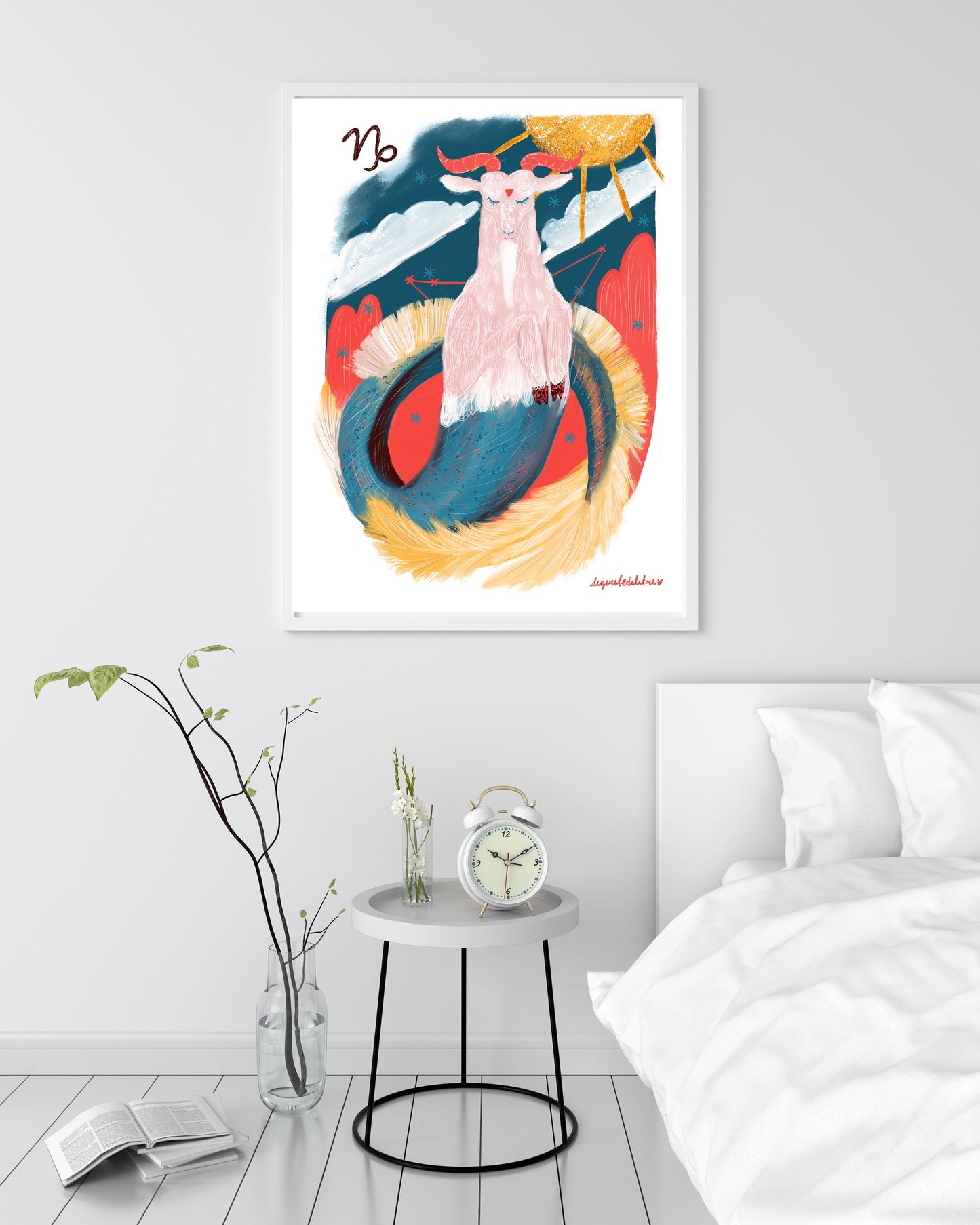 Capricorn Zodiac Sign Art Print: Illustrated Horoscope Poster