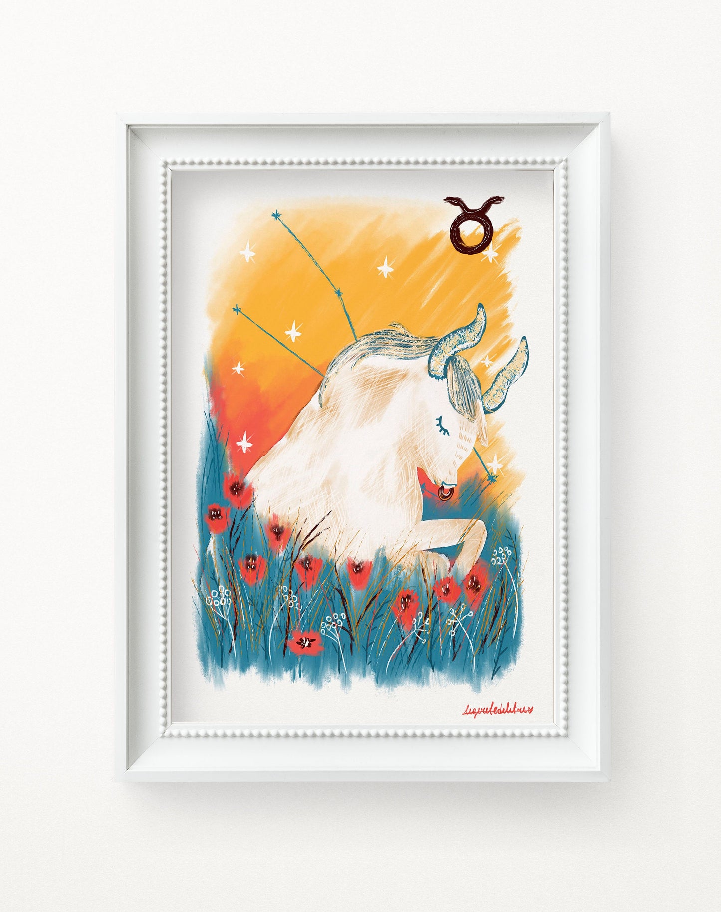 Taurus Zodiac Sign Art Print: Illustrated Horoscope Poster