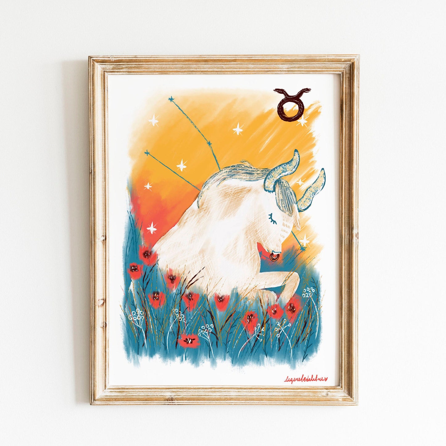 Taurus Zodiac Sign Art Print: Illustrated Horoscope Poster