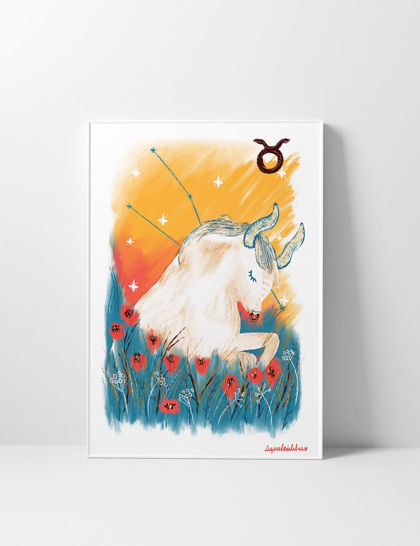 Taurus Zodiac Sign Art Print: Illustrated Horoscope Poster