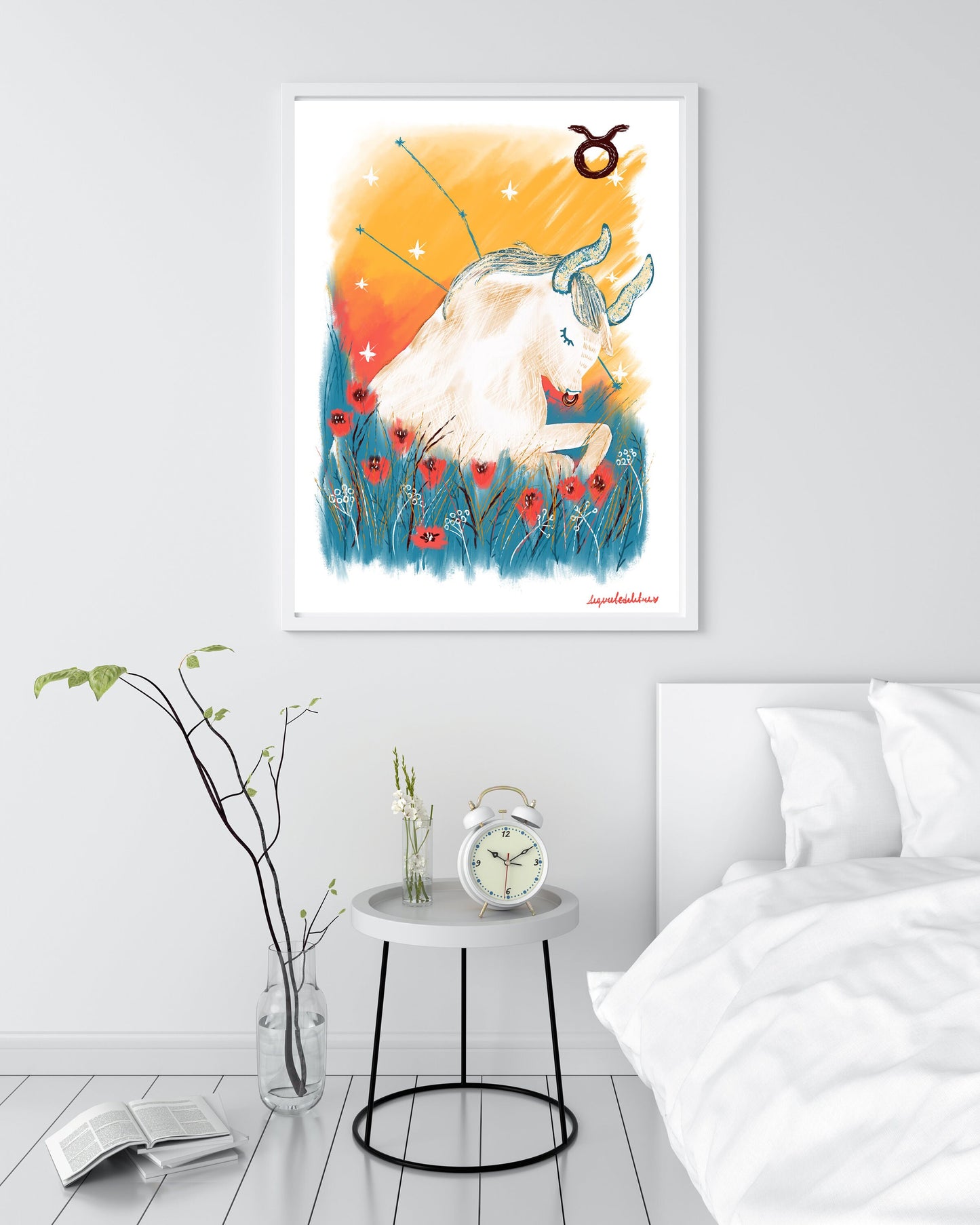 Taurus Zodiac Sign Art Print: Illustrated Horoscope Poster