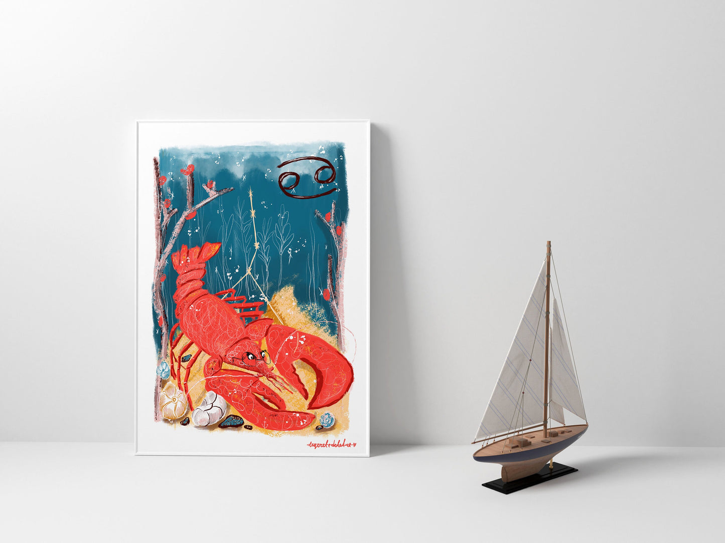 Cancer Zodiac Sign Art Print: Illustrated Horoscope Poster